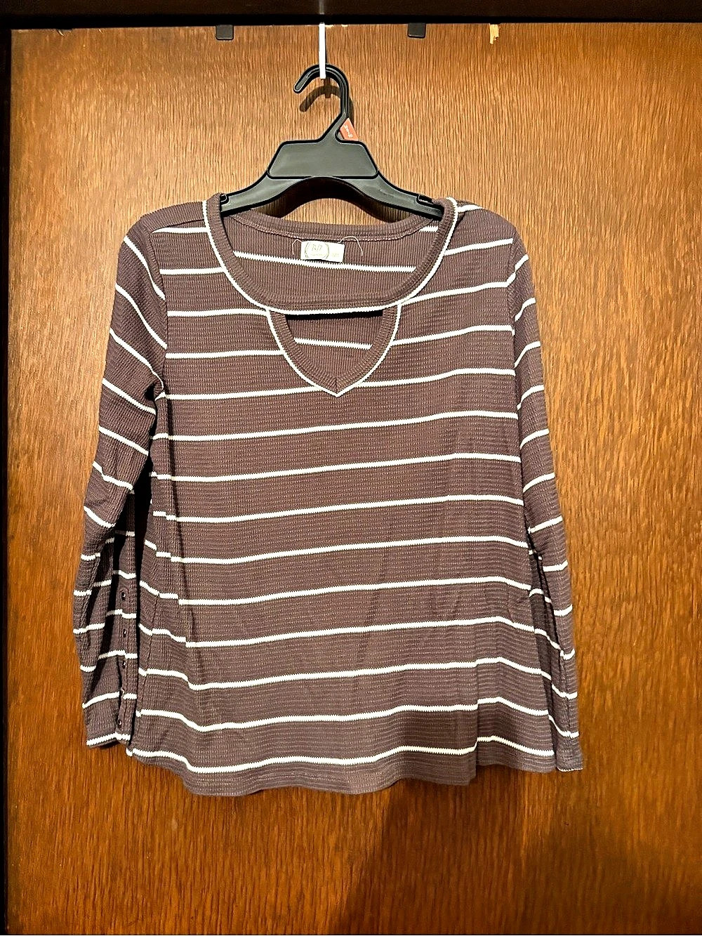 Maurices Striped Long Sleeve Top in Brown & White Size 24/27